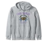 Chincoteague Virginia Blue Crab Since 1671 Purple Letters Zip Hoodie