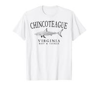 Chincoteague Virginia Shark Black Outline Fishing Value Graphic T-Shirt