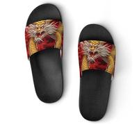 Chines Tradition Dragon Men's Slide Sandal Non Slip Shower Shoes Bathroom Slippers for Pool Beach 45 (275mm)