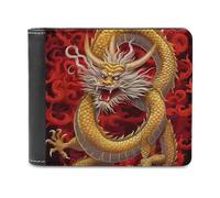 Chines Tradition Dragon Printed Wallets Bifold Wallet Change Cash Bag with Multiple Card Slots for Men and Women