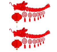 Chinese 2026 New Year Dragon Ceiling Decorations, 2PCS 3D Chinese Dragon Ceiling Decorations and 2PCS Chinese Lanterns Hanging Decoration for Lunar New Year Spring Festival