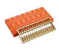 Chinese Abacus, Traditional Copper Beads Abacus Craft, Office Business Gift, Math Learning Tool, Yellow 1pcs(21.8x8x1.2cm)