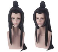 Chinese Ancient Straight Long Black Wig Cosplay Costume Party Play Wigs With Ponytail OneSize 532