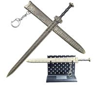 Chinese Ancient Style Goujian Sword Letter Opener with Display Stand, Oriental Envelope Slitter, Retro Desk Decor & Gift for Asian Culture Enthusiasts & Collectors