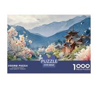 Chinese Ancient Surreal 1000 Piece Eco-friendly Paper Jigsaw Puzzles Wildflower Stream Stress Releasing Creative Game Puzzles For Adults And Kids 38x26cm/1000pcs