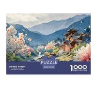 Chinese Ancient Surreal 1000 Piece Sturdy Cardboard Jigsaw Puzzles Wildflower Stream Unique Challenging Creative Game Puzzles for Toddlers 70x50cm/1000pcs