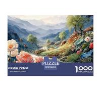 Chinese Ancient Surreal 1000 Piece Sturdy Cardboard Jigsaw Puzzles Wildflower Stream Vibrant Imagery Creative Game Puzzles For Adults And Kids 38x26cm/1000pcs