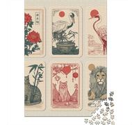 Chinese Animal Tarot Cards Jigsaw Puzzles Puzzle for Adults Kids. 1000 Pieces Impossible Challenge Toy Educational Game Home Decoration for Adults& Kids Age 14 Years Up 70x50cm/1000pcs