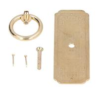 Chinese Antique Cabinet Door Handle, Vintage Drawer Pull, Pure Copper Retro Furniture Handle with Bronze Finish, for Cabinets Dressers Wardrobes Cupboards (10cm long brass-colored screw-fixed version)