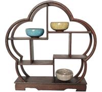 Chinese Antique Display Shelf Wooden Display Rack Floor Curio Cabinets Shelf Chinese Display Stand Wood Carving Jade Stone Shelf for Home Decorations