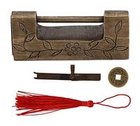 Chinese Antique Lock, Horizontal Brass Padlock with Retro Classic Pattern, Decorative and Functional 5x2cm Lock for Jewelry Boxes, Gift Cases, Cabinets, and Collectibles