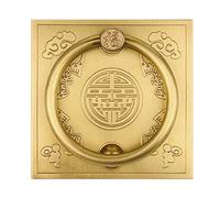 Chinese Antique Style Brass Door Handle, Double Happiness Bat Pattern Solid Wood Ring, Retro Furniture Pull(Brass,16.5cm,Style 4)