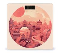 Chinese Architectural Patterns Smart Scale for Body Weight Digital Bathroom Scale Toughened Glass Weight Scale with Large LCD Backlight Display High Precision Scales Weighing Machine