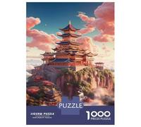Chinese Architecture 1000 Piece Jigsaw Puzzle Paper for Adults Sunset Clouds Puzzle Game for Family 52x38cm/1000pcs