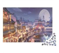 Chinese Architecture 1000 Piece Jigsaw Puzzle Recycled Moonlight Senior Puzzles Party Game Props Developing Children‘s Intelligence Educational Fun 52x38cm/1000pcs