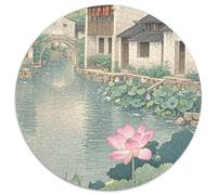 Chinese Architecture 1000 Pieces Round Puzzles Creative Jigsaw Impossible Hard Difficult Challenging for Adults And Kids Unique Challenge Game 1000pcs (67.5x67.5cm)