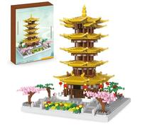 Chinese Architecture Building Block Set, 2100 PCS Mini Micro Yellow Crane Tower Building Kit, Creative Micro Chinese Architecture Bricks Model Toys, Gift for Adults and Teens