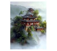 Chinese Architecture Paint by Numbers for Adults Landscape Painting by Numbers for Adults, Art Supplies with Canvas for Painting 70x95 cm 36 Colors of Acrylic Paint Brush, Wall Art Room Decor YH2-2473