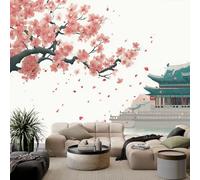 Chinese Architecture Photo Wallpaper 250 x 175 cm Wall Mural, Palace Peach Blossoms Photo Wallpaper Living Room Bedroom Theme Hotel Sofa TV Background Decor Papel Wall Mural