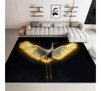 Chinese Art Style 120 x 170 cm Living Room Area Rug, Soft Low Pile Animal Bird Wings Stripes Carpet - Washable Non-Slip Rug for Bedroom Kitchen Nursery Dorm Kids Room Bedside Carpet