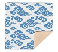Chinese Auspicious Cloud Pattern White Blue Soft Foam Foldable Baby Play mat for Floor Waterproof Foldable Padded Play Mat for Baby Toddler Infant, 50'' x 50''alfombrilla de actividad