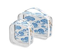 Chinese Auspicious Cloud Pattern White Bluoiletry Hanging Bag TSA Approved Transparent Cosmetic Bag Travel Men’s Shaving kit