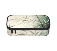 Chinese Bamboo Print Cute Zipper Pencil Case, Oxford Fabric Pen Pouch