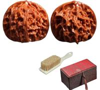 Chinese Baoding Walnuts, Wenwan Walnut Set With Storage Bag And Care Brush, For Relaxation And Focused Attention, A Father'S Day Collectible (36-37mm)