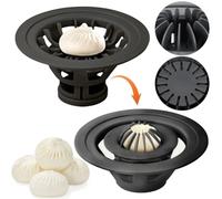 Chinese Baozi Maker Machine, Dumpling Momo Maker Mold, Pastry Pie Steam Bun Mold, Steamed Buns Making Tool, Food-Grade Kitchen Gadgets, Bao Buns Maker Machine for Home Kitchen Beginner (Black)