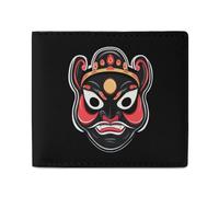 Chinese Beijing Opera Facial Mask Oriental Billfold Wallet Leather Purse Cute Card Holder Clutch for Business Travel