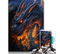 Chinese Black Dragon Adult Jigsaws 1000 Pieces Difficult,Learning Educational Toys Family Games with Matching Poster And Trivia Sheet (50x75cm)