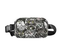 Chinese Black White Ink Graffiti Owl Trendy Fanny Pack Waist Bag for Men Women Mini Crossbody Sling Bag with Adjustable Strap for Shopping Sports Work, Graffiti Owl, One Size