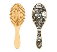 Chinese Black White Ink Graffiti Owl Wooden Hair Brush Wood Paddle Hair Brush Wood Hairbrush Brush for Natural Hair