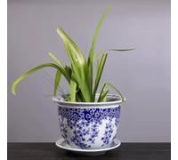 Chinese Blue and White Porcelain Plant Pot Hand-Painted Qing Flower & Dragon Flowerpot Pot Large-Caliber Modern Indoor Decor Plant Pots Antique Home Decoration,B-12 * 17cm