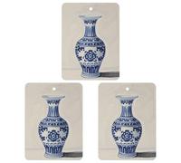 Chinese Blue Porcelain Vase Car Air Freshener, 3 Pcs Square Hanging Air Freshener Cards, Long Lasting Fragrance Scented Cards for Car, Home, Office Gray-style