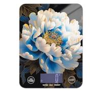 Chinese Blue White Peony Flower Golden Details Easy Clean Food Scales 11lb/0.18oz, 5kg/5g Digital Scale Grams and oz with 4 Unit for Cooking Keto Keto (Batteries not Included)