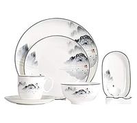 Chinese Bone China Tableware Set, Service for 1 People, Kitchen Dinner Serving, White
