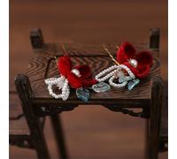 Chinese Bridal Headwear Hairpin Classical Vintage Wine Red Antique Styling Accessories