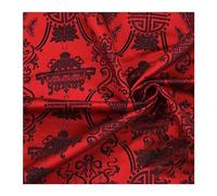 Chinese brocade dress fabric,Floral fabric, Black Red Festive Color Unique Style Double Fish Pattern Chinese Mahogany Furniture Cushion Wrapping Cheongsam Clothing Cloth 75X100cm(Svart)