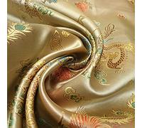 Chinese Brocade Fabric Traditional Dragon Dress Embroidered Silk Satin Oriental (Gold)