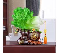 Chinese Cabbage Figurines, Resin Desktop Ornament for Wealth, Success, and Prosperity, Ideal Home Office Feng Shui Statue and Good Luck Gift