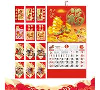 Chinese Calendar 2026 Year Of The Horse Lucky, Chinese New Year Calendar Scroll 2026 With 12 Red Envelopes, For Home Office Restaurant Supermarket Decorations (68 X 37cm)