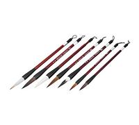 Chinese Calligraphy Brush, 7 Pieces Calligraphy Brush Weasel Hair Wooden Handle Chinese Traditional Pen Set with Box Calligraphy Brush