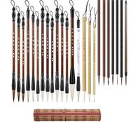 Chinese Calligraphy Brush Set For Sumi-E Art, Watercolor, Painting, And Writing, 24 Pcs, Bamboo And Wood Handles, Soft Goat Hair And Mixed Tips