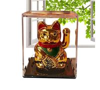 Chinese Cat with Waving Arm - Solar Powered Automatic Decoration | Desk with Cat | for Desk Home Office Shop Wedding Chinese New Year Housewarming Gift