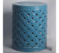 Chinese Ceramic Drum Stool Glazed Hand-Painted Garden Accent Multifunctional Footstool & Side Table Decorative Blue Makeup Stool for Home & Patio