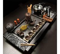 Chinese Ceramic Gongfu Tea Set,Kungfu Tea Set,Home Simple Automatic Teapot,Tea Ceremony,Tea Cup,Electric Stove,Tea Table,Solid Wood Tea Tray for Home (Color : Style-3)