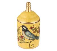 Chinese Ceramic Tea Canister Vintage Bird Pattern Tea Tins Containers with Lid Tea Pot Tea Food Storage Jar Yellow