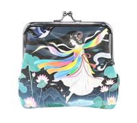 Chinese Chang 'e Pink Water Lily Fashion Women's Small Leather Coin Purse Cute Mini Cosmetic Case for Girls Ladies Handbag para mujer pequeno