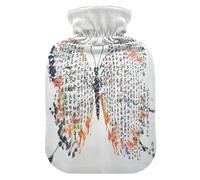 Chinese Character Butterfly Unique Art hot Waterbottle with Soft Cover, 1L Water Bottle Bag for Tummy Warmer, Tummy Warmer